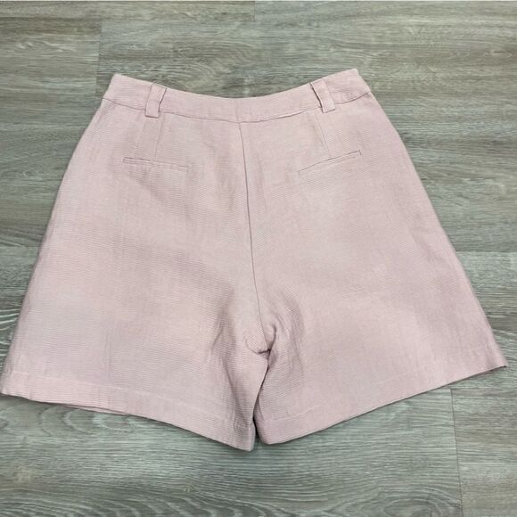 All: Row Pastel Pink Bermuda Shorts Ribbed Print Wide Leg High Waist - Picture 6 of 8